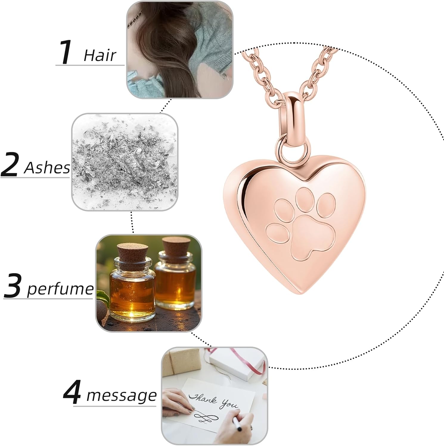 [InfuMemo] 犬/猫の足のステンレス鋼の記念のロケットの骨壷のネックレスのための灰のためのペット中心の火葬の宝石類 肉球の印刷物ペットの中心の骨壷のネックレスの記念の記念品の宝石類の灰