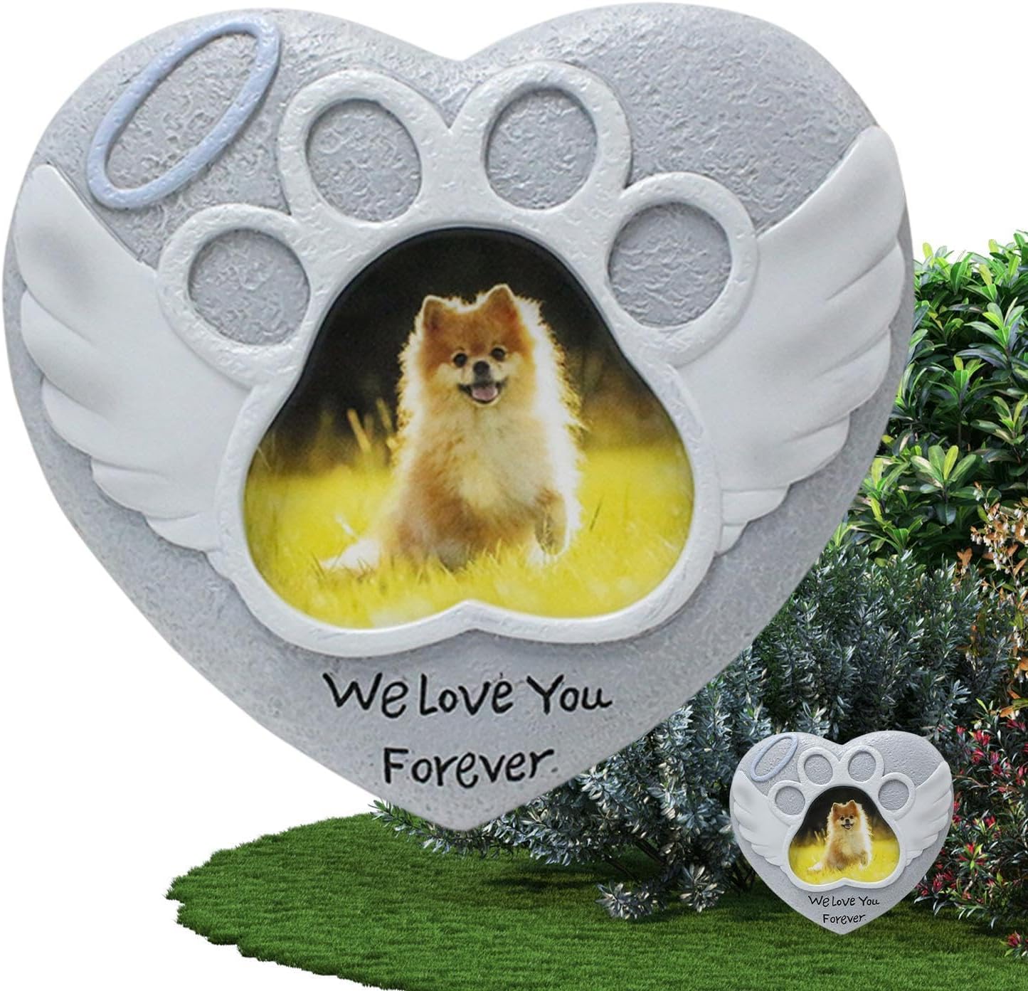 犬の墓地の装飾、墓のための犬墓地の装飾,犬への心の同情を愛する - 墓のためのペットのフォトフレームの墓石と死別する天国のマーカー