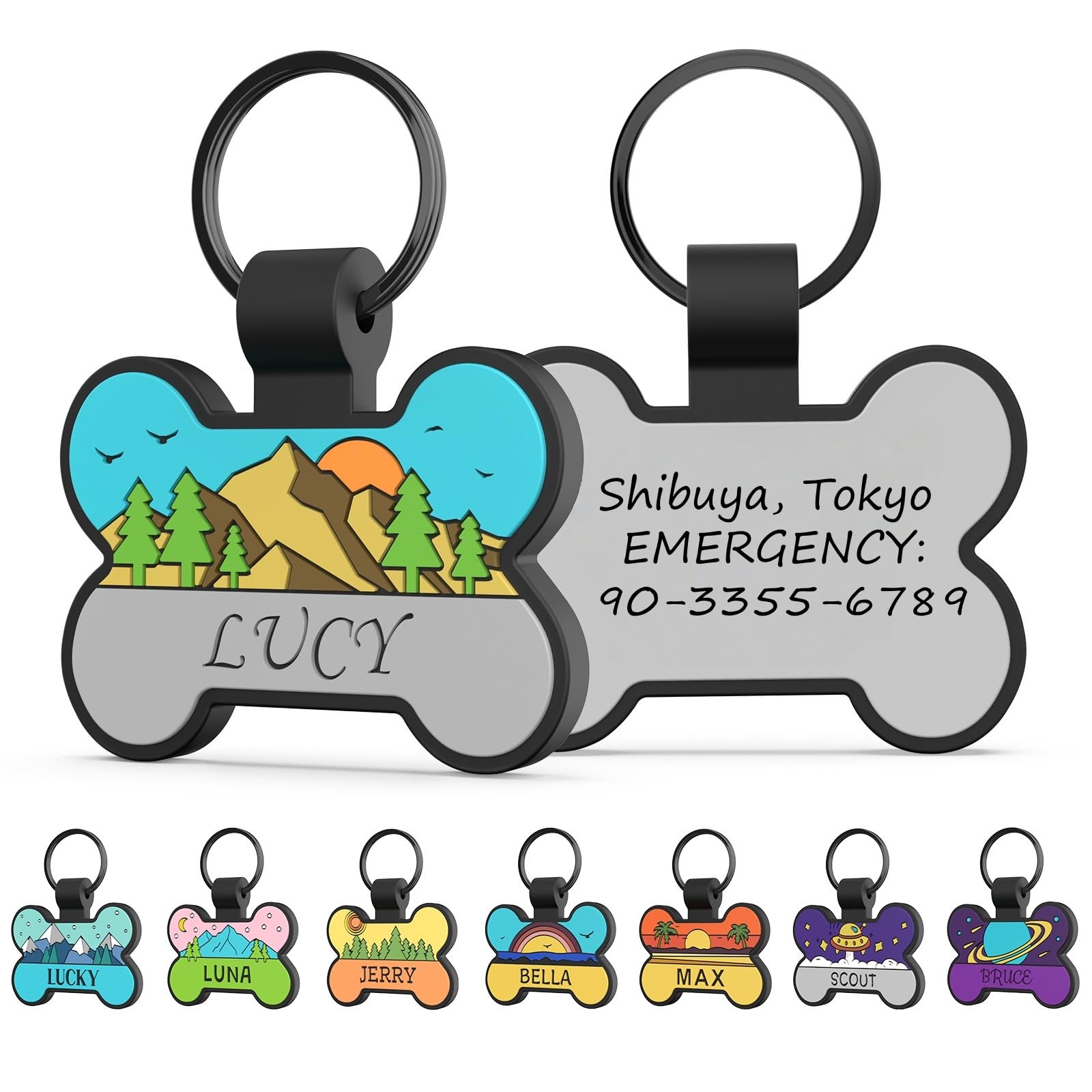 迷子札 軽量 犬 名札 猫 ネームプレート シリコン 名前入り両面彫刻