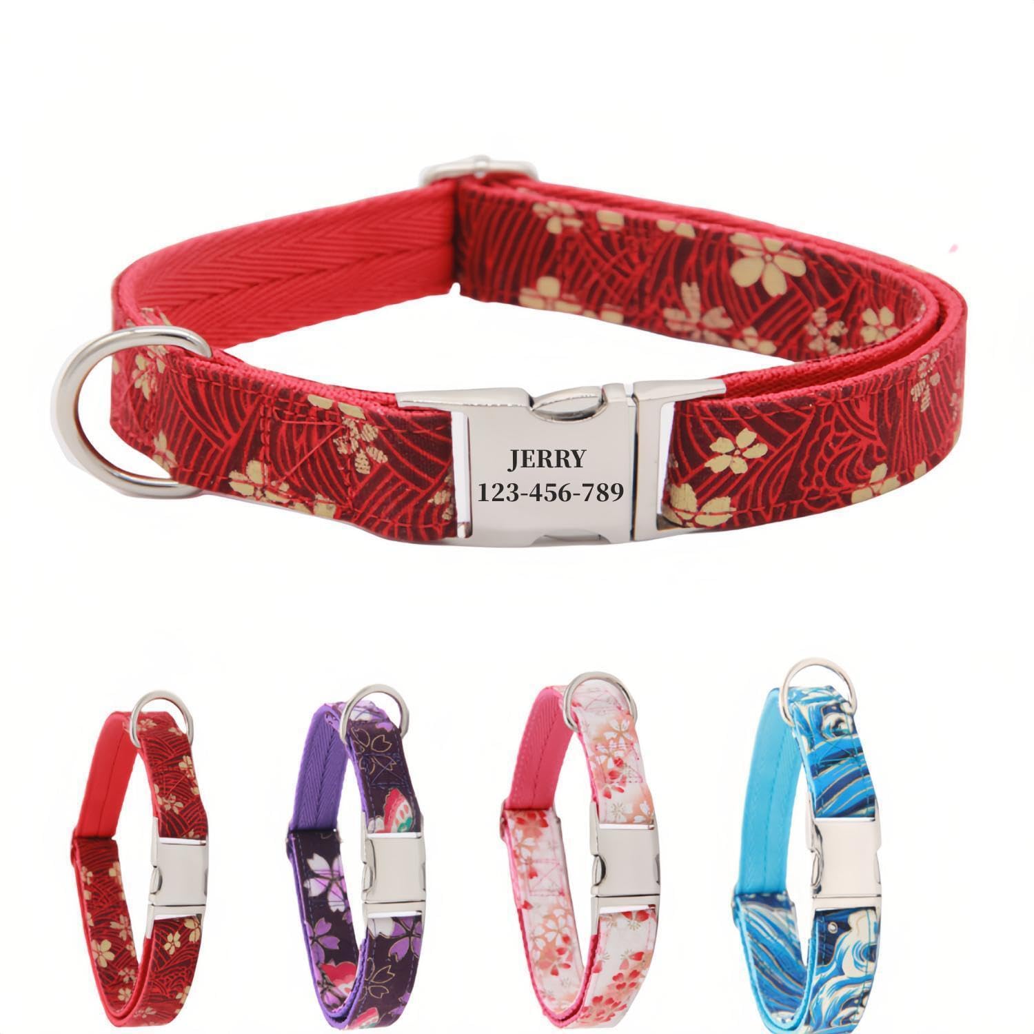 犬の首輪 迷子札付き 犬首輪 お洒落 名前入れ 彫刻 可能 犬用トレーニング首輪 小型犬・中型犬・大型犬用 首輪 サイズ調節可能 ペット用品 リード付き 犬の首輪 フワフワ素材 超軽量 通気クッション かわいい