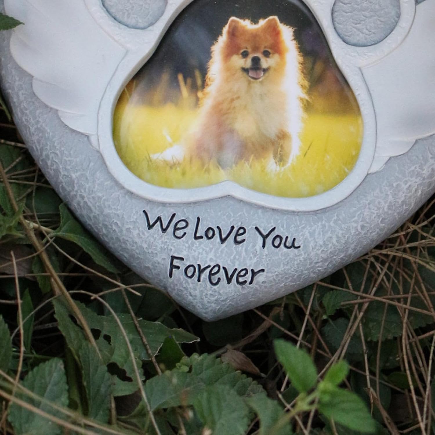 Nlrlo 犬の墓地の装飾、墓のための犬墓地の装飾,犬への心の同情を愛する - 墓のためのペットのフォトフレームの墓石と死別する天国のマーカー