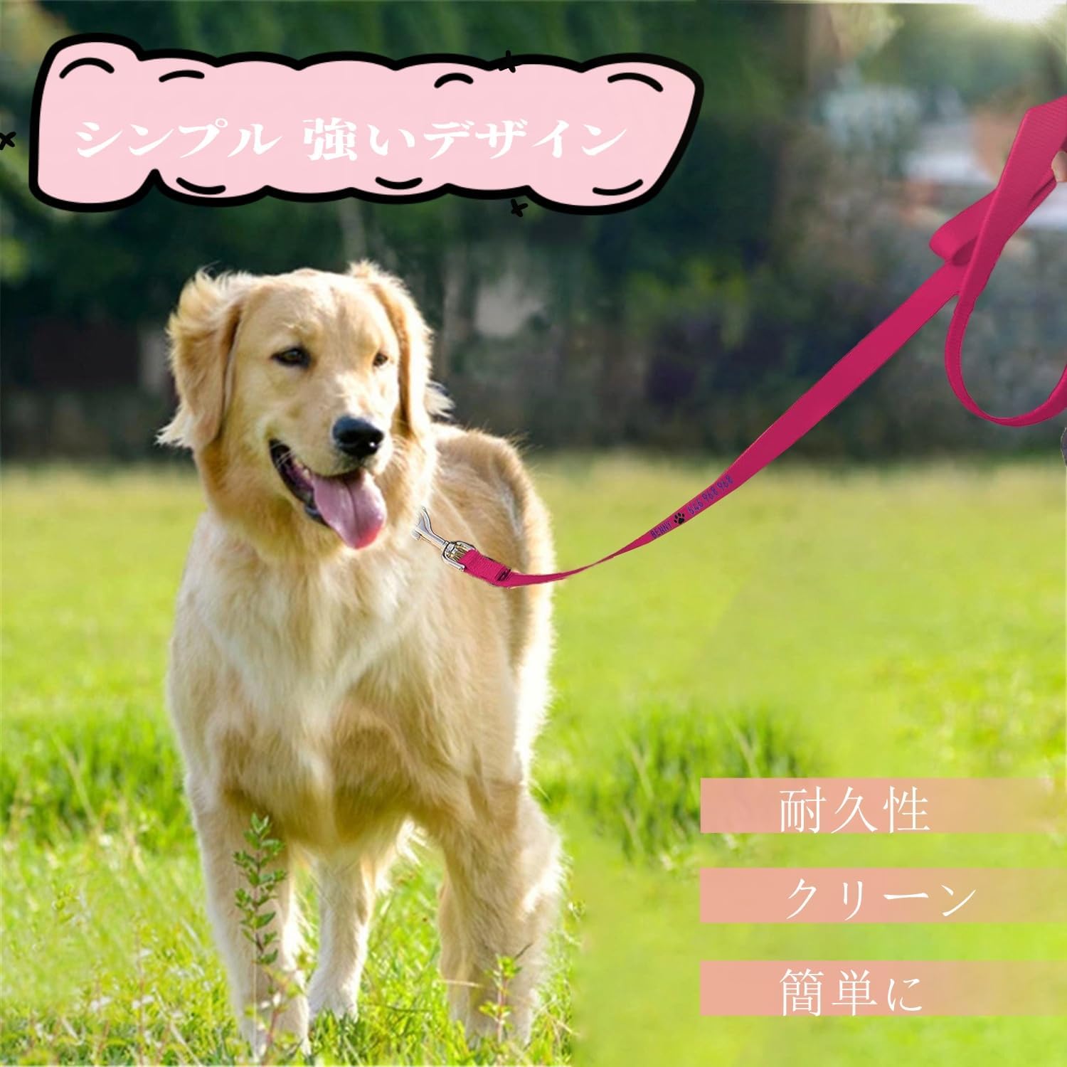 犬用リード 名前電話番号刺繍可能 快適ハンドル 反射材付き ナイロン製 13色9サイズ 小型犬から大型犬まで 夜間散歩 迷子防止