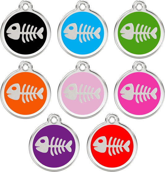 CNATTAGSパーソナライズ刻印デザイナーラウンド魚ペットタグ犬タグの猫タグ CNATTAGS Personalized Engraved Designer Round Fish Pet Tag Dog Tag Cat Tag (アクア Aqua)