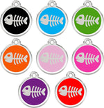 CNATTAGSパーソナライズ刻印デザイナーラウンド魚ペットタグ犬タグの猫タグ CNATTAGS Personalized Engraved Designer Round Fish Pet Tag Dog Tag Cat Tag (アクア Aqua)