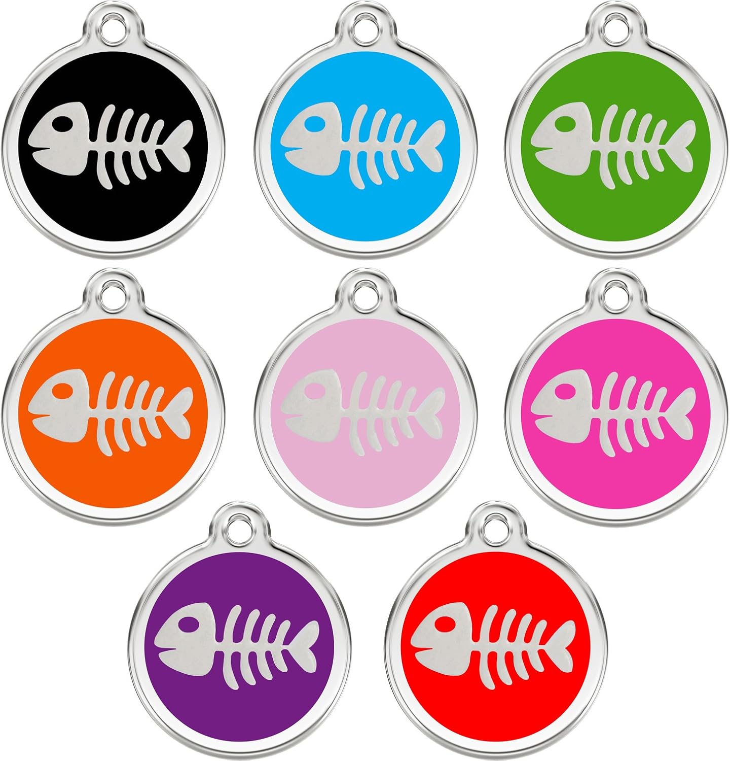 CNATTAGSパーソナライズ刻印デザイナーラウンド魚ペットタグ犬タグの猫タグ CNATTAGS Personalized Engraved Designer Round Fish Pet Tag Dog Tag Cat Tag (アクア Aqua)