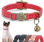猫の首輪 革 迷子札付き 首輪 名前入れ可能 トレーニング首輪 彫刻 中型猫・大型猫用 猫 首輪 サイズ調節可能 ペット用品 ハネス 柔らかい革 軽量 通気クッション おしゃれでかわいい レザー彫刻