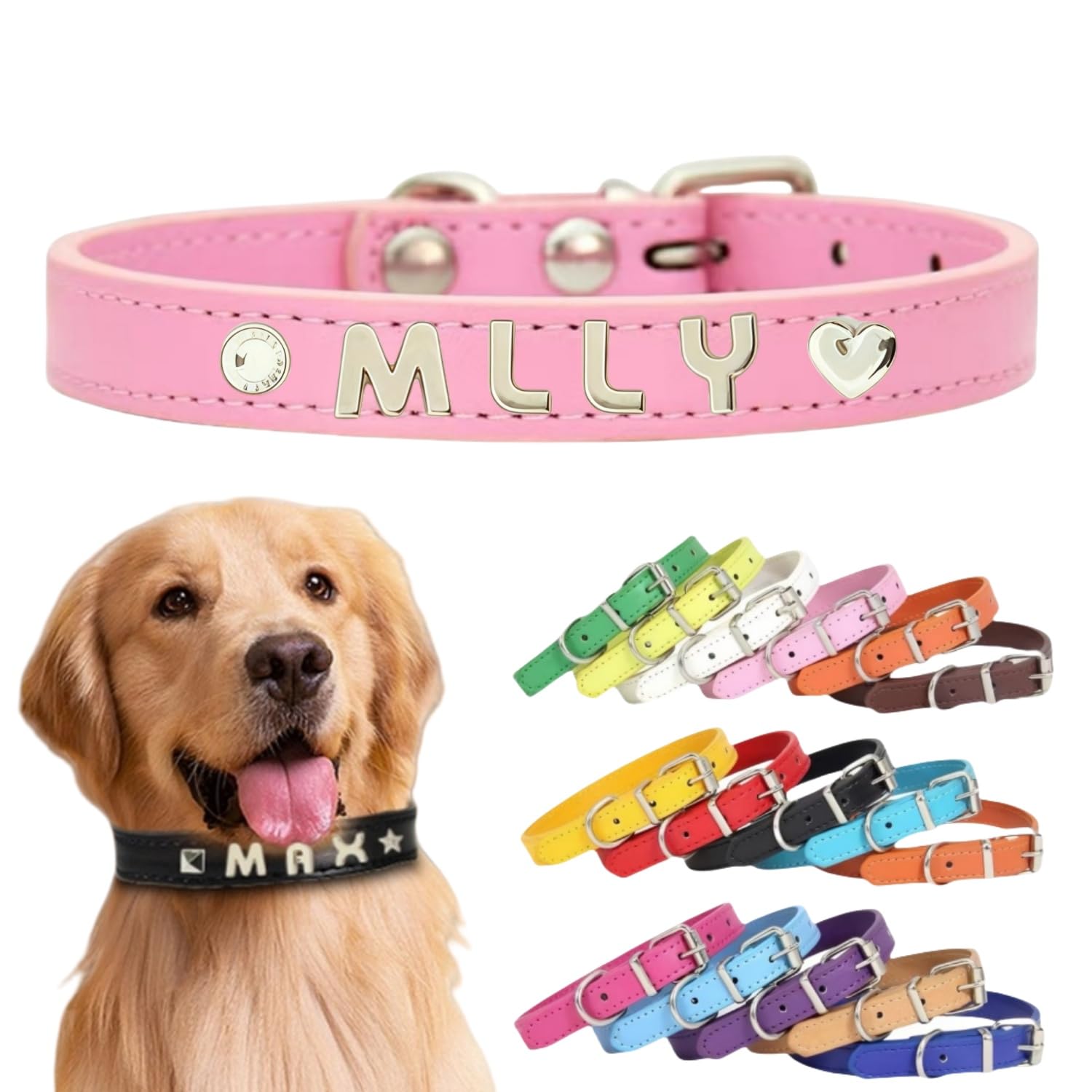 犬首輪 迷子札 名入れ刻印無料 犬用訓練首輪 小型・中型・大型犬対応 サイズ調節可能 革 レザー彫刻 超軽量 通気パッド おしゃれ かわいい ペット用品 ハーネス