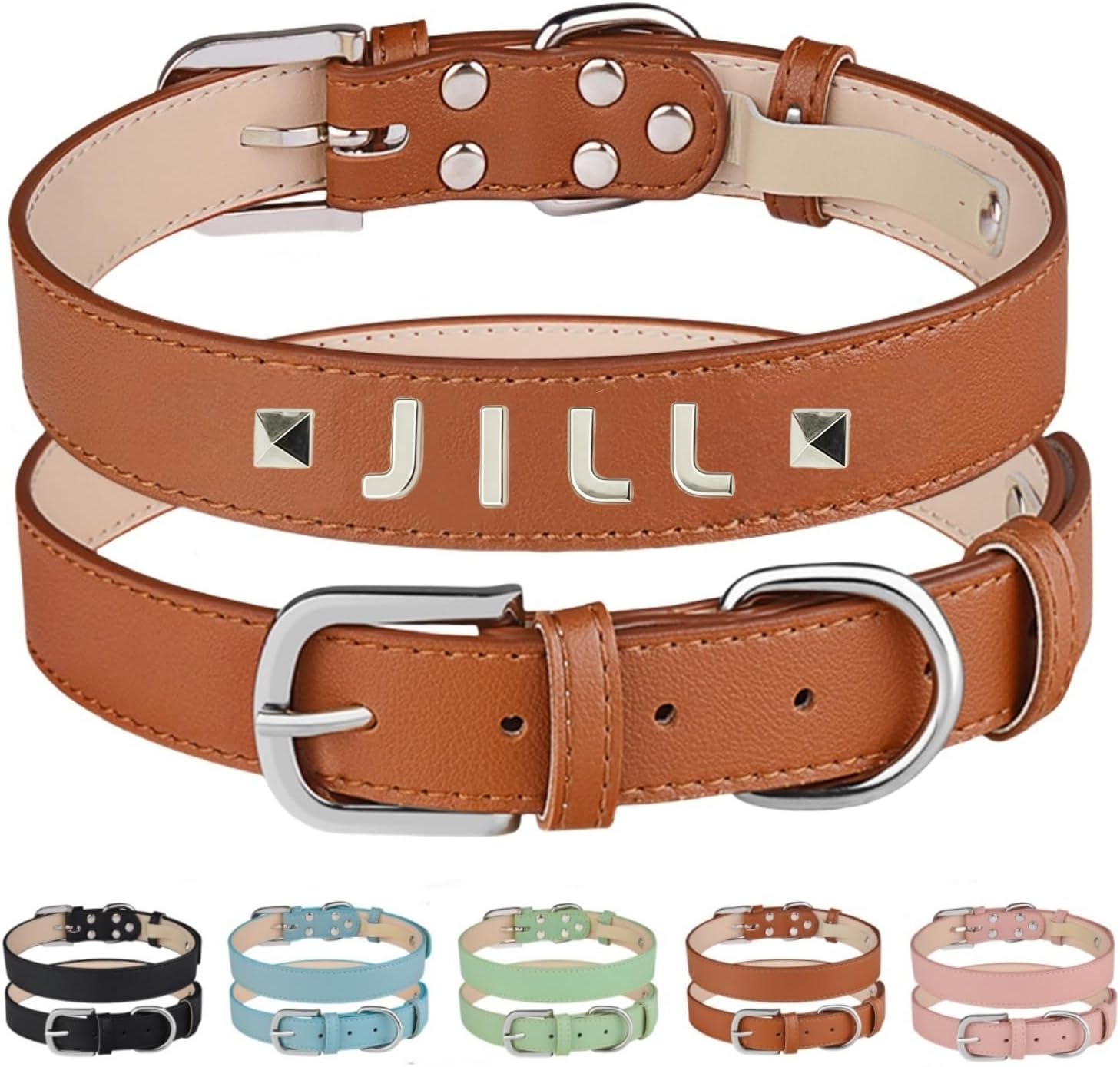 犬 首輪 名入れ イニシャル 犬首輪 革製 名前入れ おしゃれ かわいい カスタム 迷子札 小型犬 中型犬 大型犬 いぬ 柔らかい 迷子防止