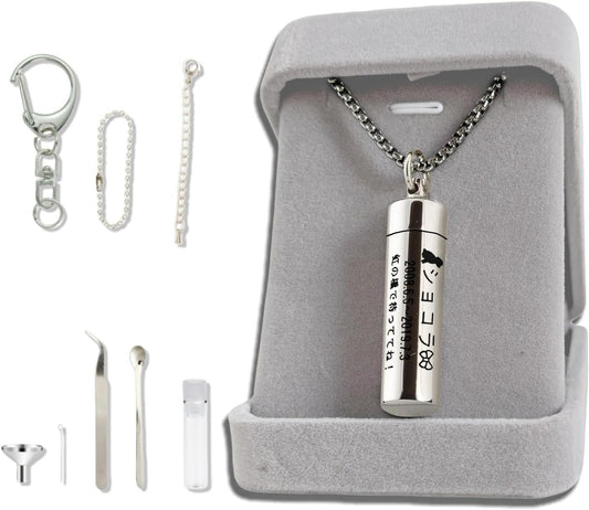 [snuggle snout] 遺骨 ペンダント カプセル 刻印 【ガラス管入り 二重防水】 収骨キット付属 ネクレス キーホルダー アクセサリー メモリアルペンダント 写真が入る 遺骨入れ 遺髪入れ