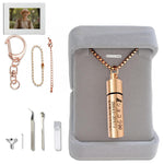 遺骨 ペンダント カプセル 刻印 【ガラス管入り 二重防水】 収骨キット付属 ネクレス キーホルダー アクセサリー メモリアルペンダント 写真が入る 遺骨入れ 遺髪入れ