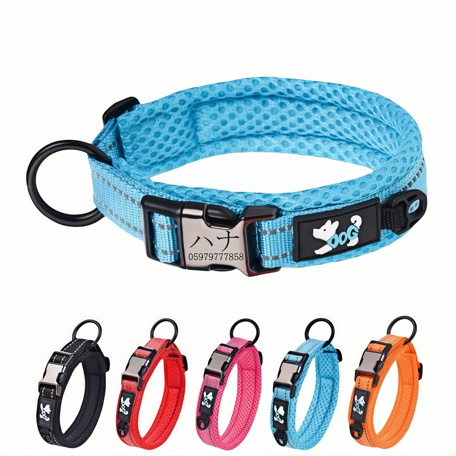 ペット用首輪 犬 猫 名前入れ刻印可能 犬の 小型、中型、大型犬ペット用品 3M反射材料 首負担軽減 通気 軽量 ソフト 調節可能 (橙色, XXS首輪サイズ(26-35CM))