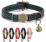 猫の首輪 革 迷子札付き 首輪 名前入れ可能 トレーニング首輪 彫刻 中型猫・大型猫用 猫 首輪 サイズ調節可能 ペット用品 ハネス 柔らかい革 軽量 通気クッション おしゃれでかわいい レザー彫刻