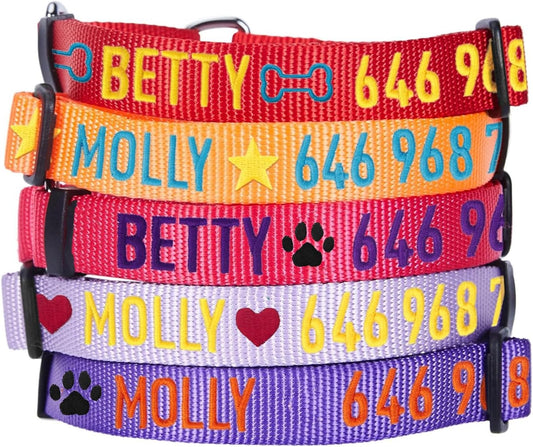 犬 首輪 迷子札 刺繍 名入れ 超軽量 犬首輪 犬用迷子札 刺繍迷子札 小型犬 中型犬 大型犬 刺繍ネームくびわ 猫 犬 名前 電話番号 文字対応 13色