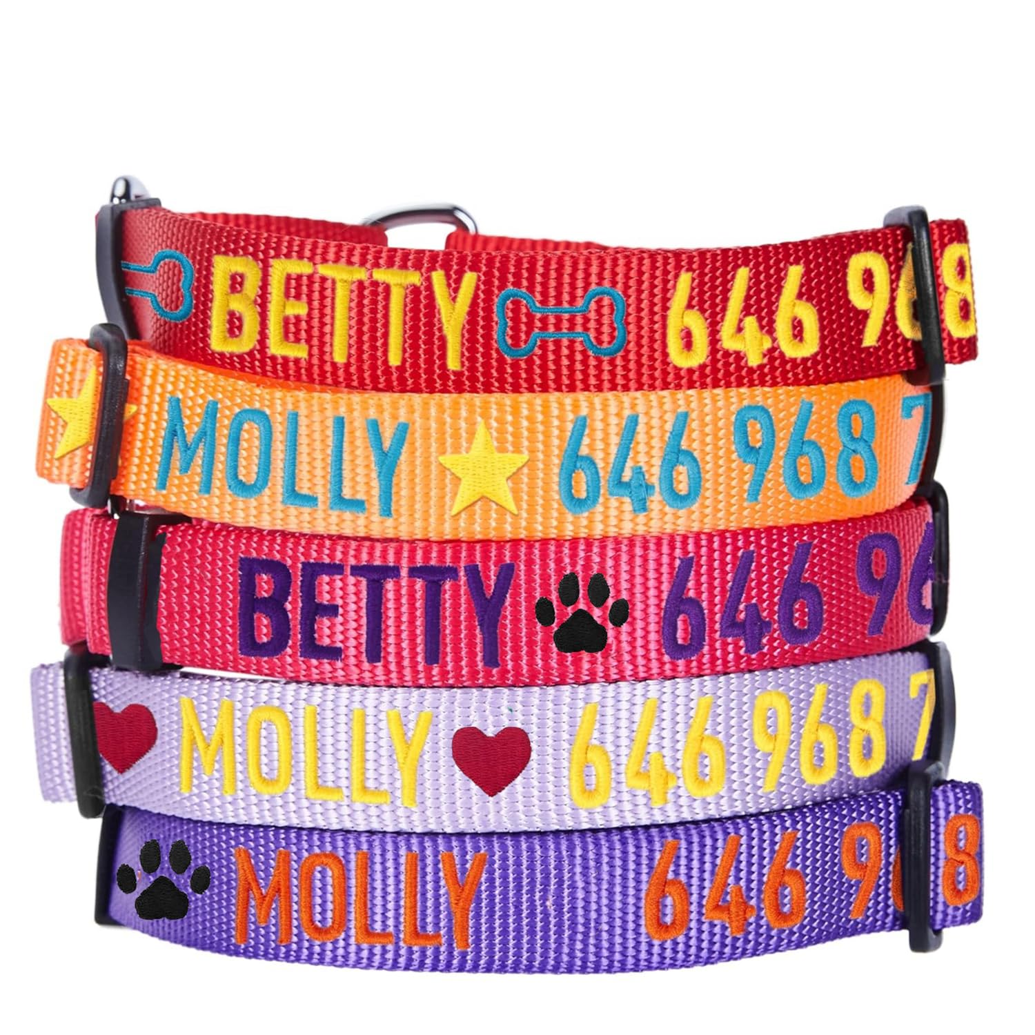 犬 首輪 迷子札 刺繍 名入れ 超軽量 犬首輪 犬用迷子札 刺繍迷子札 小型犬 中型犬 大型犬 刺繍ネームくびわ 猫 犬 名前 電話番号 文字対応 13色