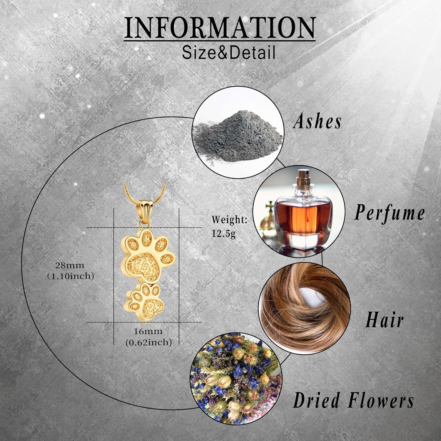 遺灰のための骨壷のネックレス 犬のペットの灰のネックレス 肉球の記念の灰 記念品 火葬の宝石類 女性犬および猫愛好家のためのギフト