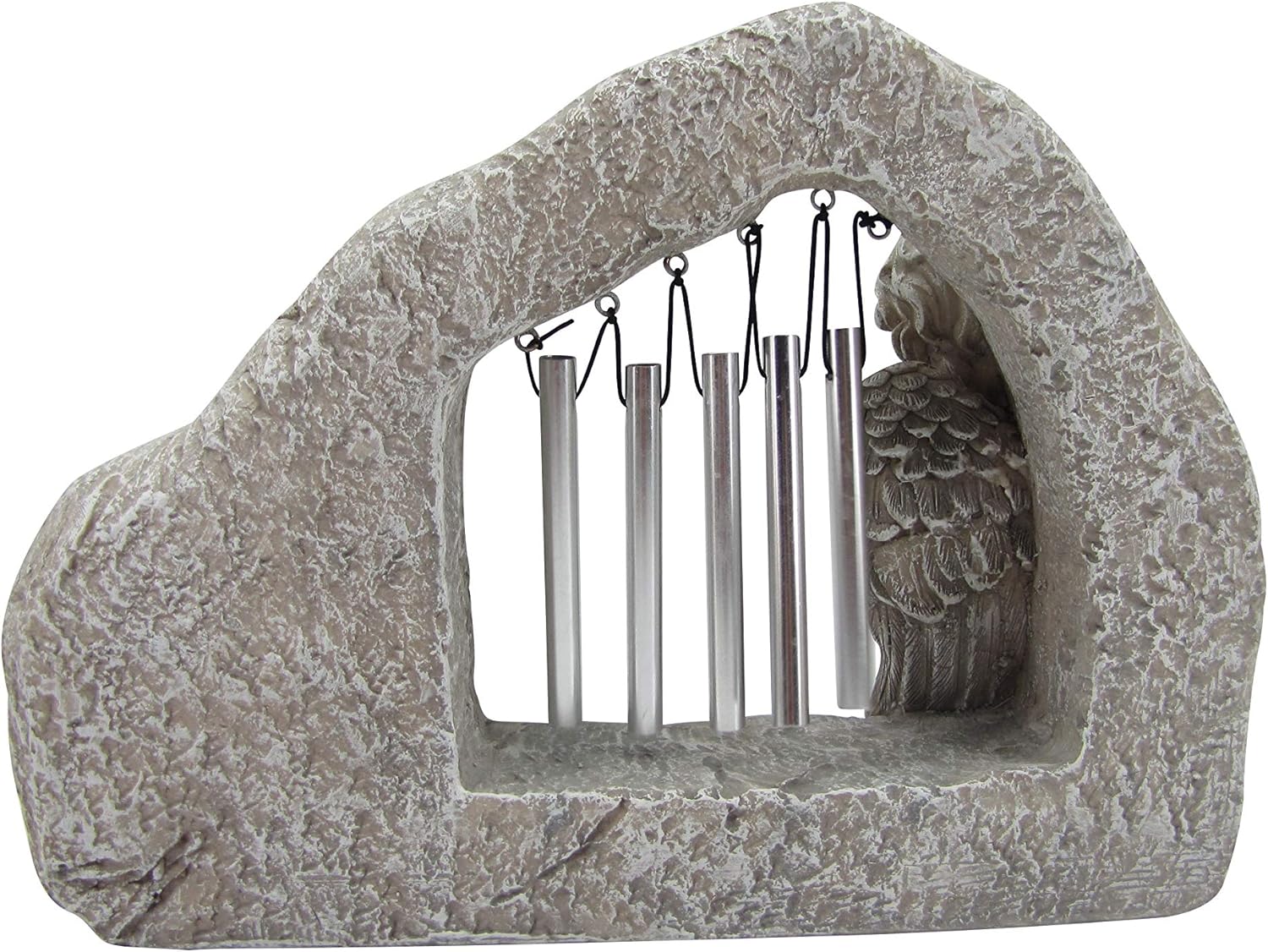 Comfy Hour Pet in Loving Memory Collection 11インチ 樹脂製 天使と猫の置物 ウィンドチャイム グレー