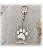 爪形キーホルダー ペット メモリアル 肉球プリント 名前刻印 誕生石付き 記念品 手元供養 アクリルプレート 犬 猫 の思い出 供養 ずっと一緒 プレゼント ギフト ラッピング無料 いぬ かわいい おしゃれ