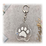 爪形キーホルダー ペット メモリアル 肉球プリント 名前刻印 誕生石付き 記念品 手元供養 アクリルプレート 犬 猫 の思い出 供養 ずっと一緒 プレゼント ギフト ラッピング無料 いぬ かわいい おしゃれ