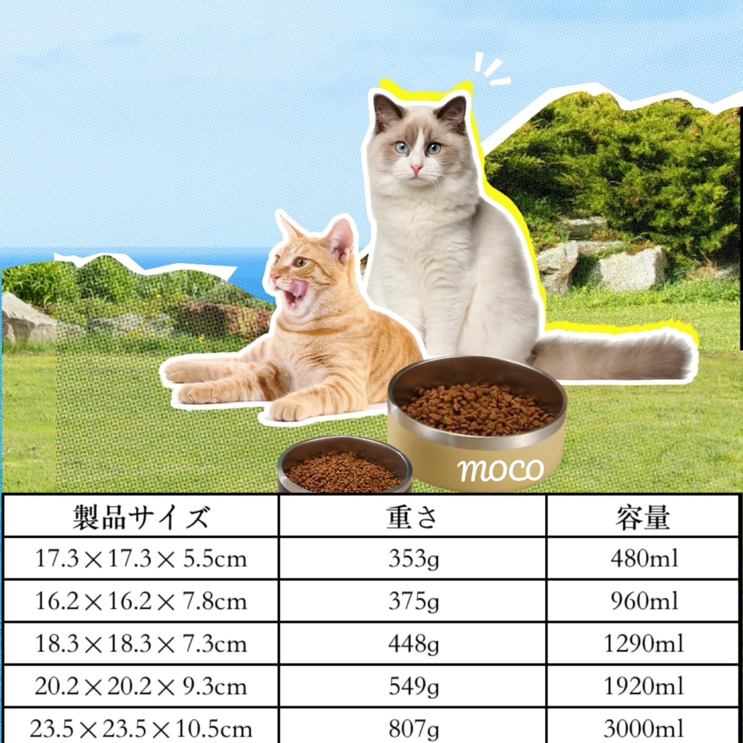 犬用ボウル ペット用食器 名入れ可能 犬 猫 用ステンレス製保温ボウル – 犬用食器 真空断熱設計 名前刻印 滑り止め付き（小型犬 中型犬 大型犬対応）