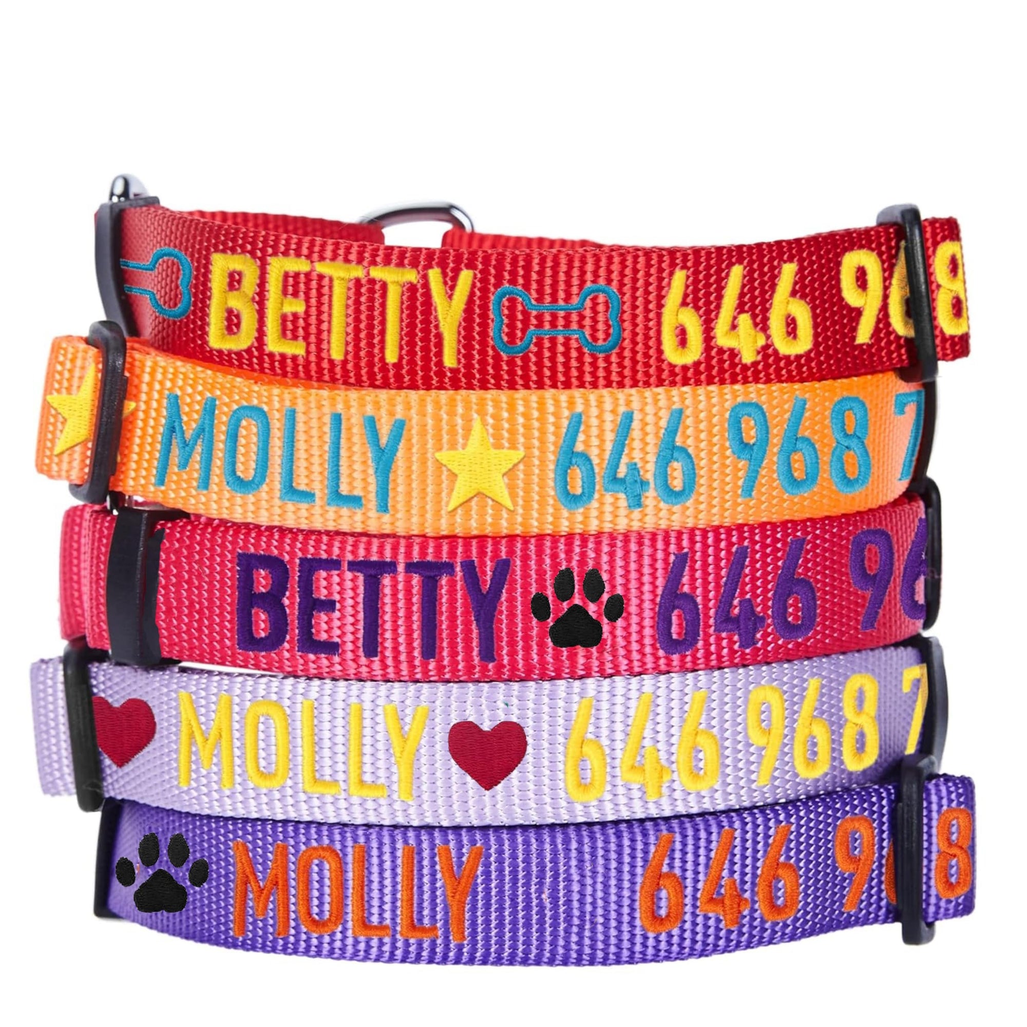 犬 首輪 迷子札 刺繍 名入れ 超軽量 犬首輪 犬用迷子札 刺繍迷子札 小型犬 中型犬 大型犬 刺繍ネームくびわ 猫 犬 名前 電話番号 文字対応 13色