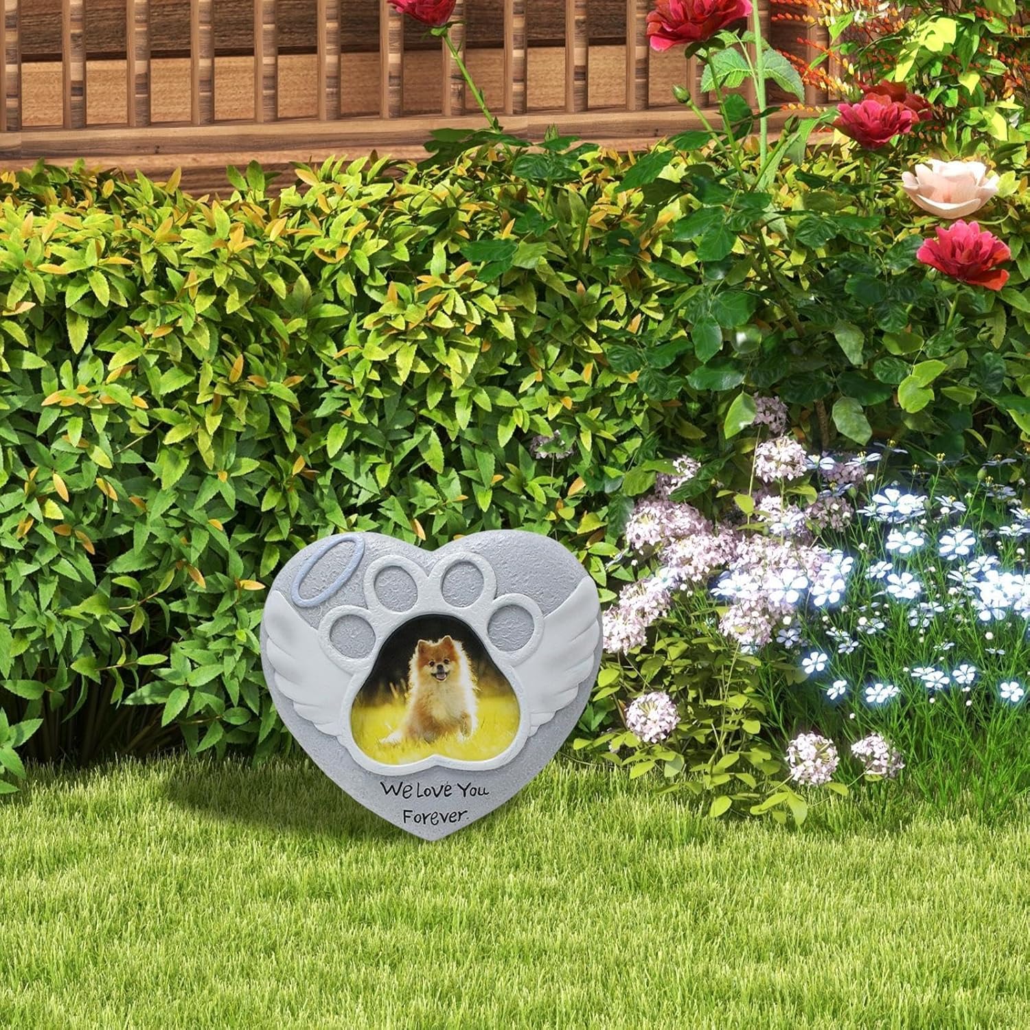 Nlrlo 犬の墓地の装飾、墓のための犬墓地の装飾,犬への心の同情を愛する - 墓のためのペットのフォトフレームの墓石と死別する天国のマーカー